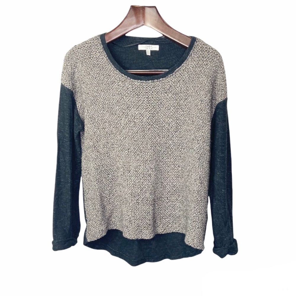 ZARA•metallic wool alpaca open loose crochet knit long sleeve sweater small